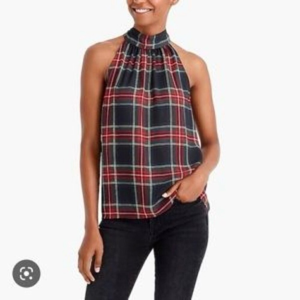 J.Crew Halter Top Stewart Tartan Plaid Bow Tie Back Holiday 6 Christmas